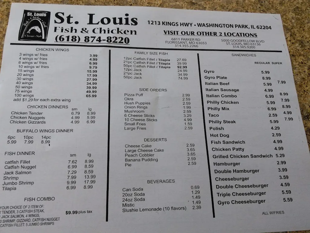 Menu_St Louis Fish & Chicken_Washington Park, IL_image_old_2
