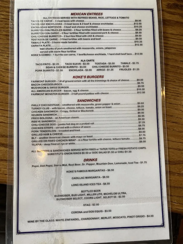 Menu_Koke's_East St Louis, IL_image_old_3