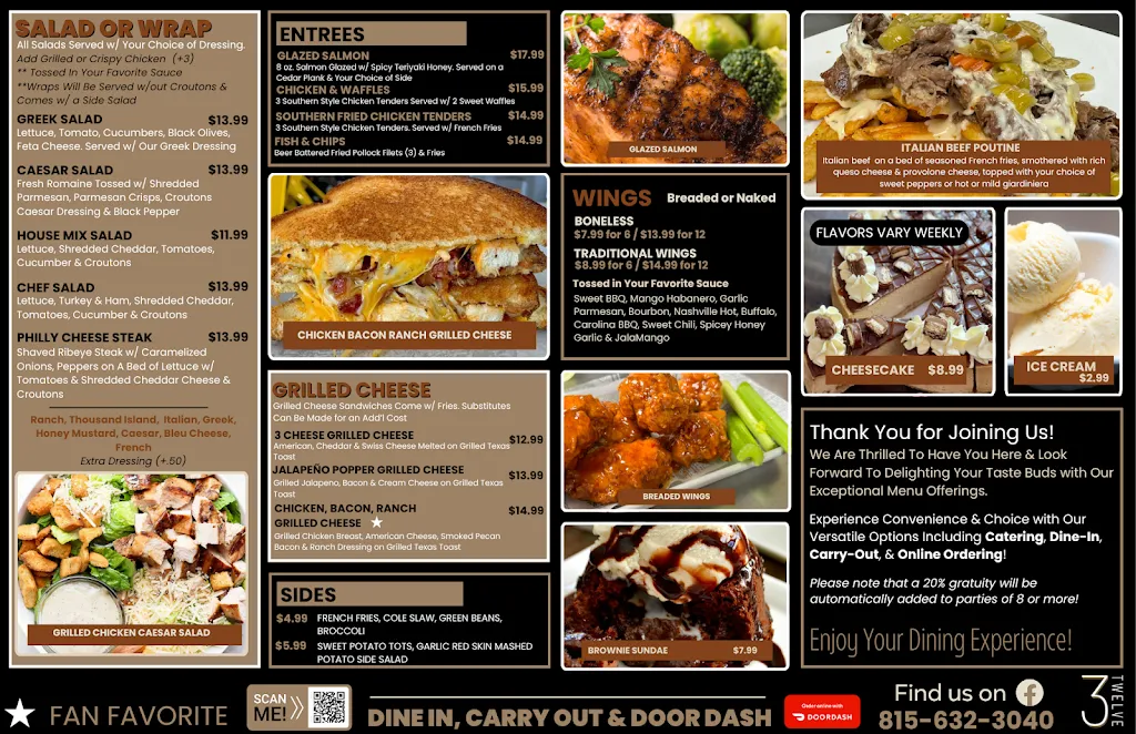 Menu_3Twelve Restaurant & Tavern_Sterling, IL_image_old_2