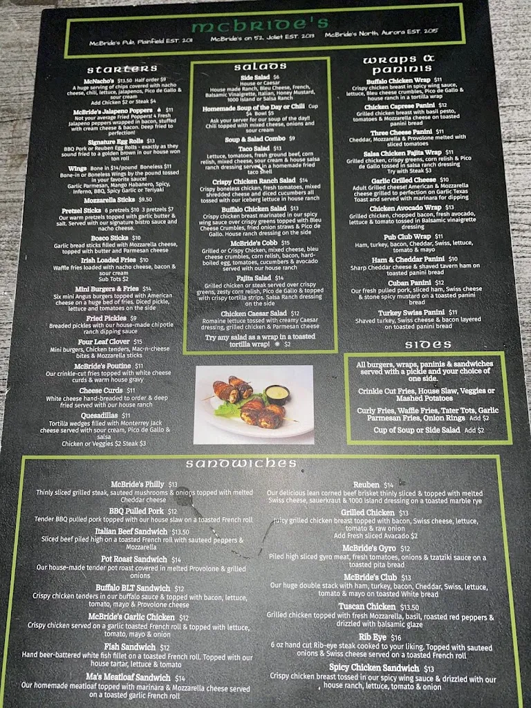 Menu_McBride's on 52_Joliet, IL_image_old_3