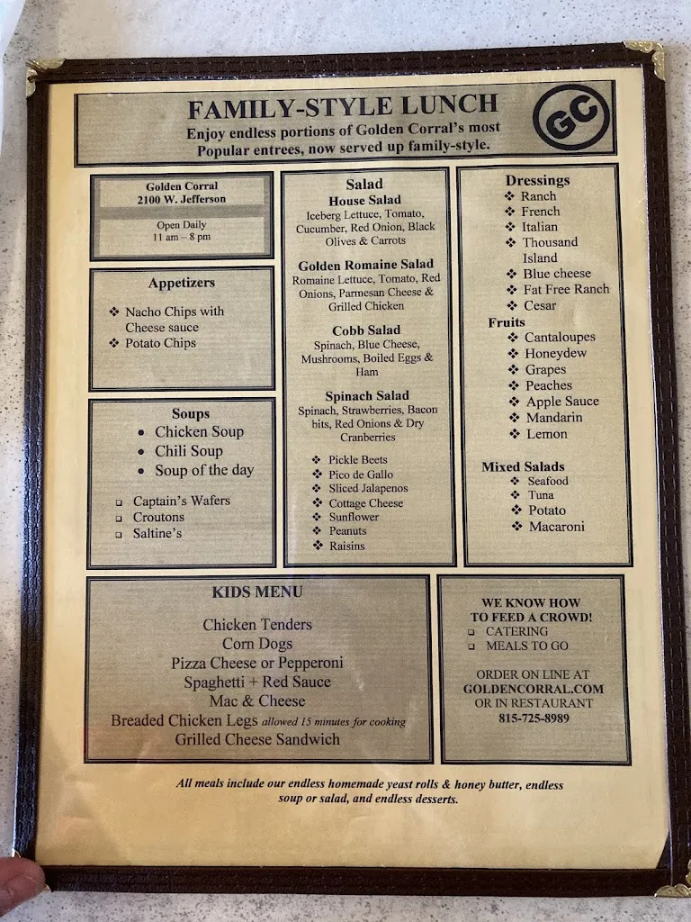Menu_Golden Corral Buffet & Grill_Joliet, IL_image_old_2