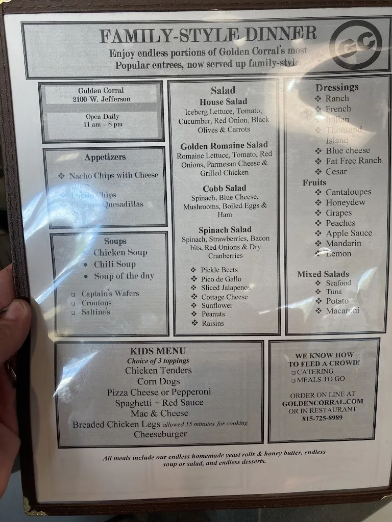 Menu_Golden Corral Buffet & Grill_Joliet, IL_image_old_3