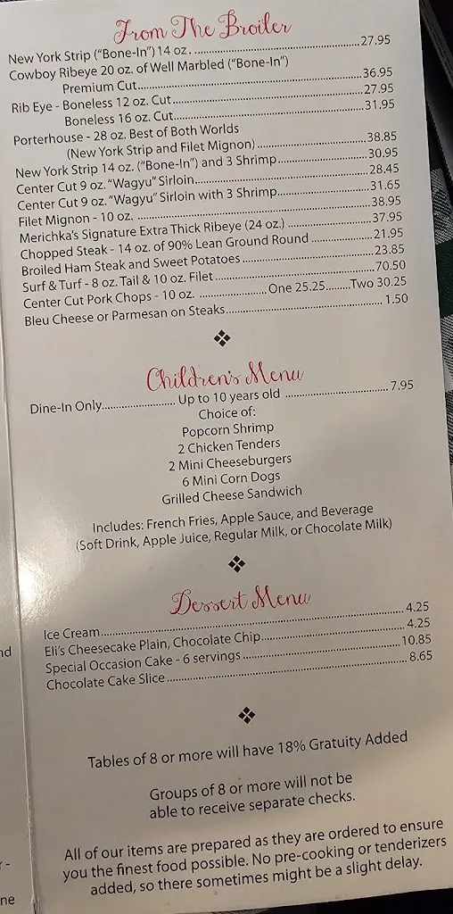 Menu_Merichka's Restaurant_Crest Hill, IL_image_old_2