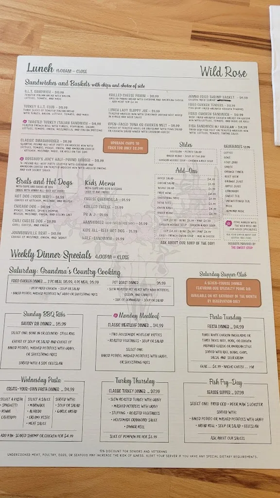 Menu_Wild Rose Beach Cafe_Winthrop Harbor, IL_image_old_3