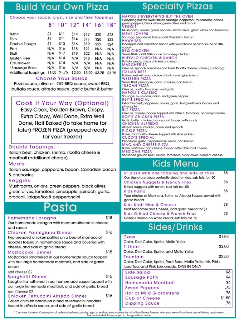 Menu_Napoli Pizza Place_Wonder Lake, IL_image_old_2