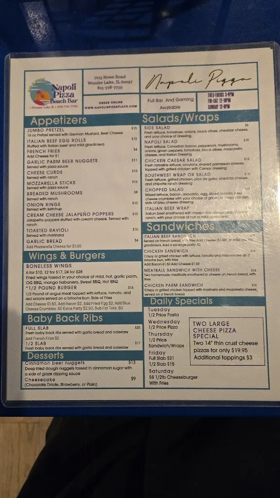 Menu_Napoli Pizza Place_Wonder Lake, IL_image_old_3