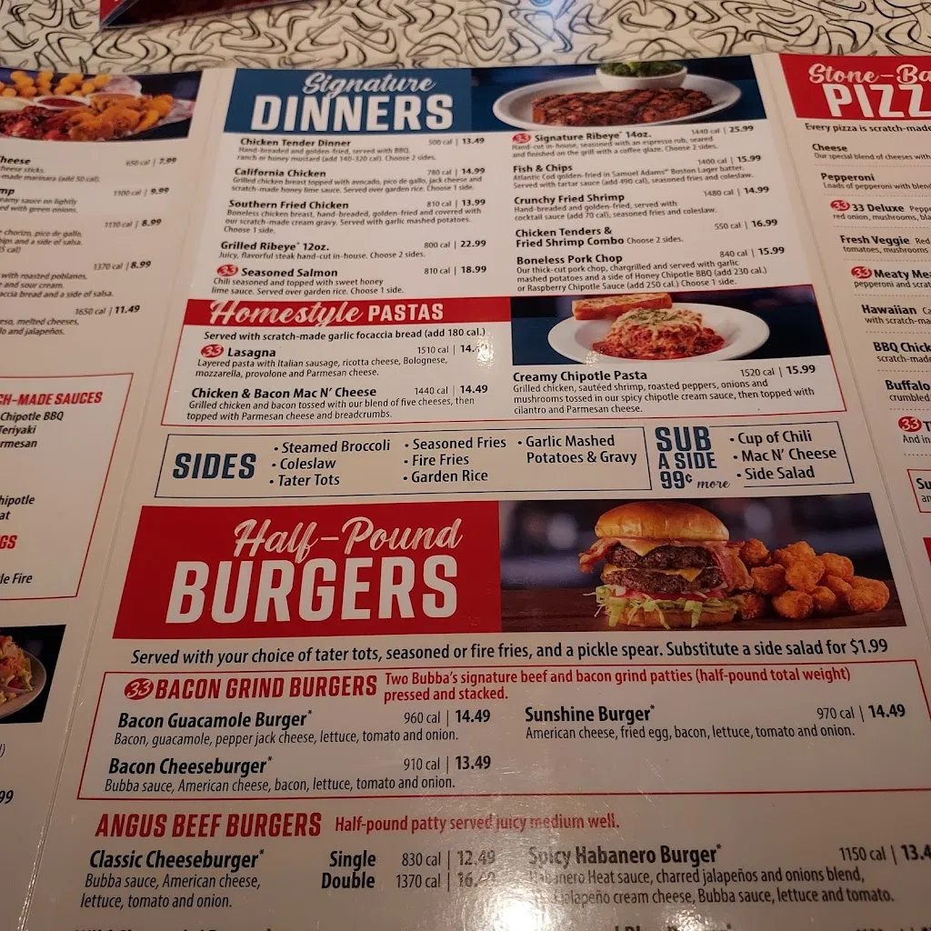 Menu_Bubba's 33_Avon, IN_image_old_2