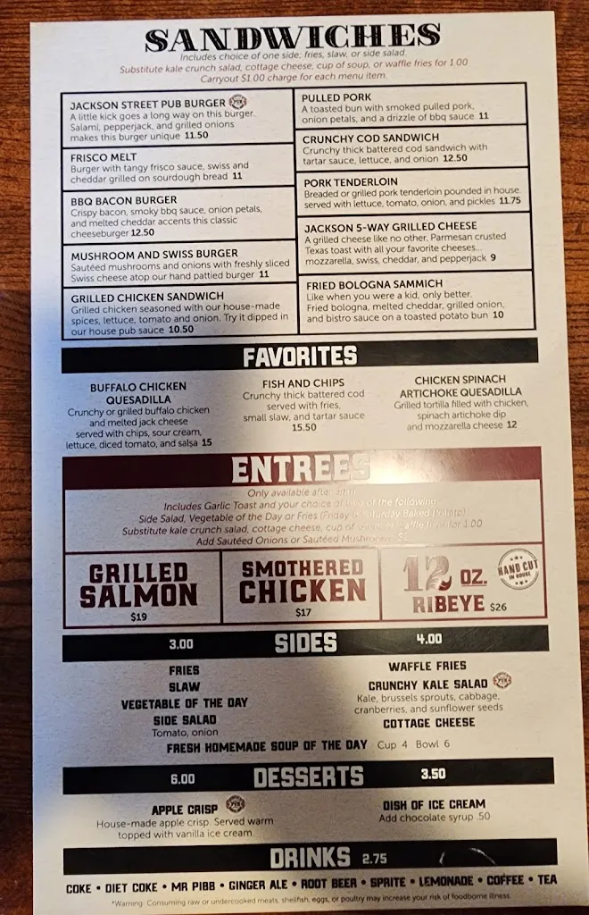 Menu_Jackson St Pub_Brookston, IN_image_old_1