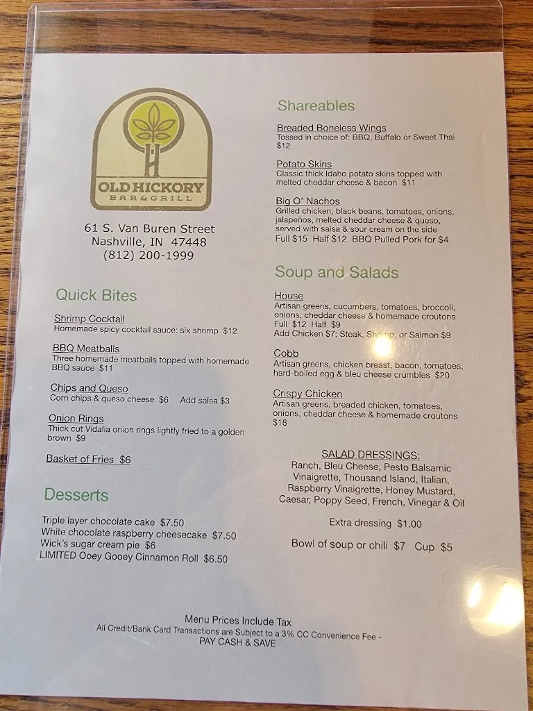 Menu_Out Of The Ordinary and Hickory Bar_Nashville, IN_image_old_3
