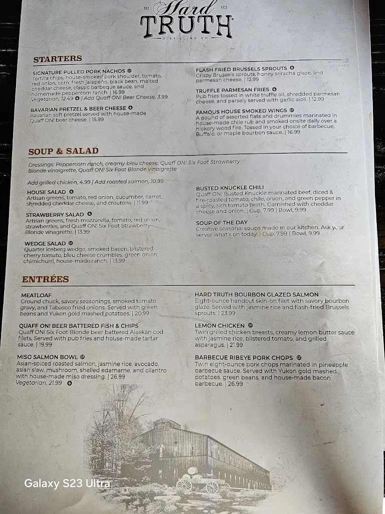 Menu_The Restaurant at Hard Truth_Nashville, IN_image_old_2
