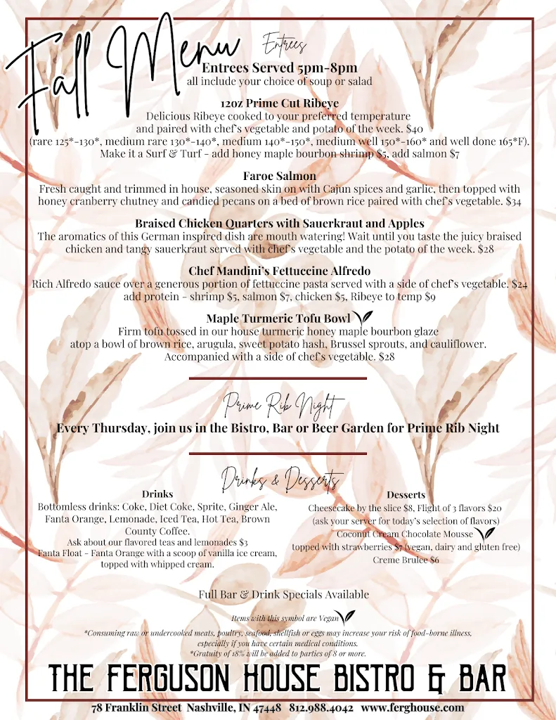 Menu_The Ferguson House Bistro_Nashville, IN_image_old_2
