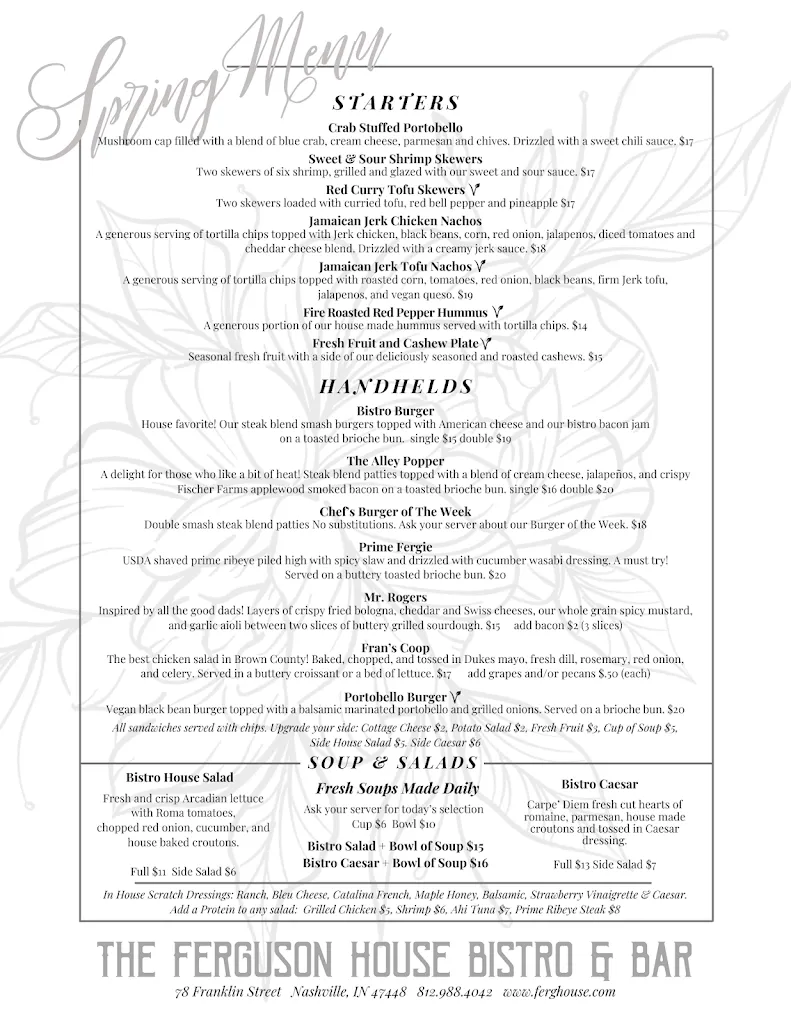 Menu_The Ferguson House Bistro_Nashville, IN_image_old_3