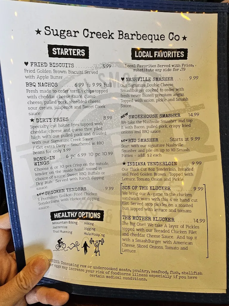 Menu_Sugar Creek Barbeque Co_Nashville, IN_image_old_2