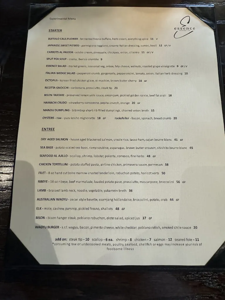 Menu_Essence Restaurant + Bar_Elkhart, IN_image_old_3