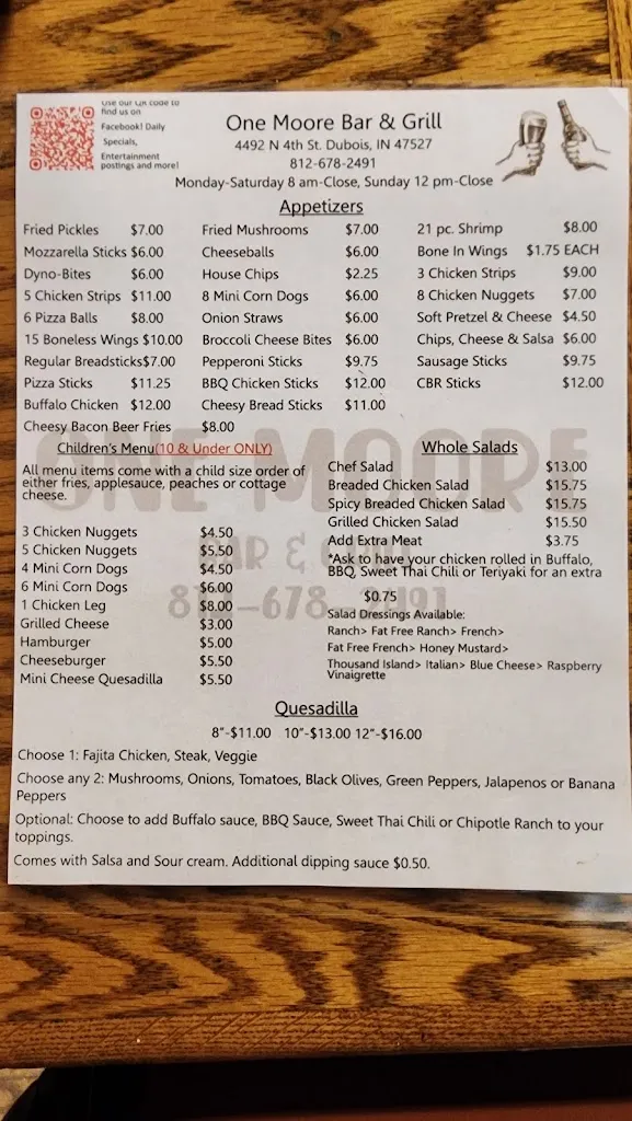 Menu_One Moore Bar & Grill_Dubois, IN_image_old_1