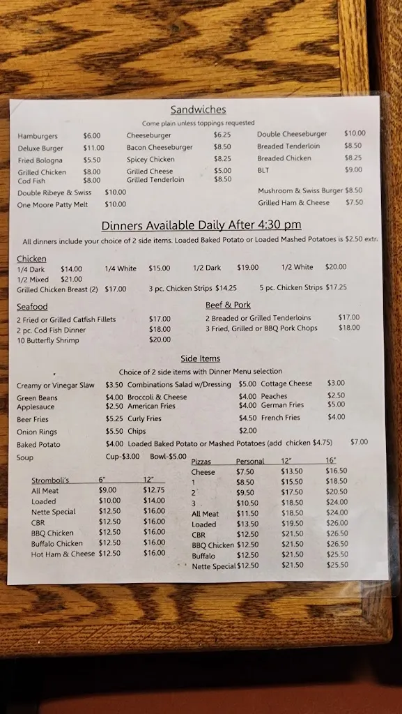 Menu_One Moore Bar & Grill_Dubois, IN_image_old_2