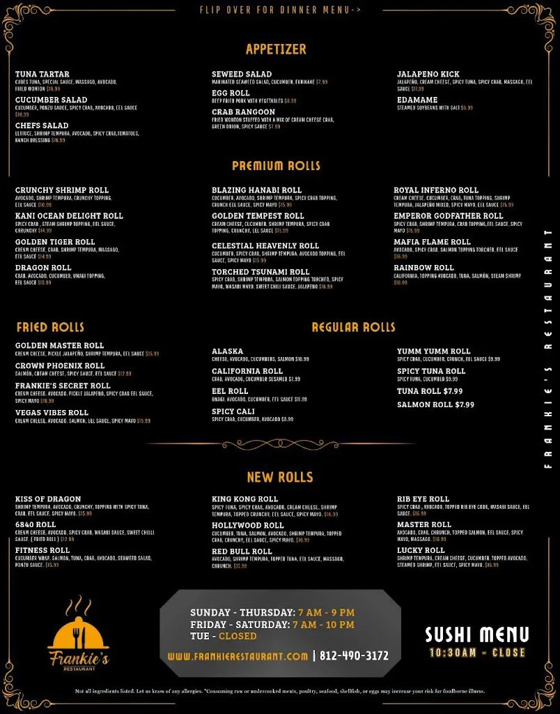 Menu_Frankie's Restaurant_Evansville, IN_image_old_3