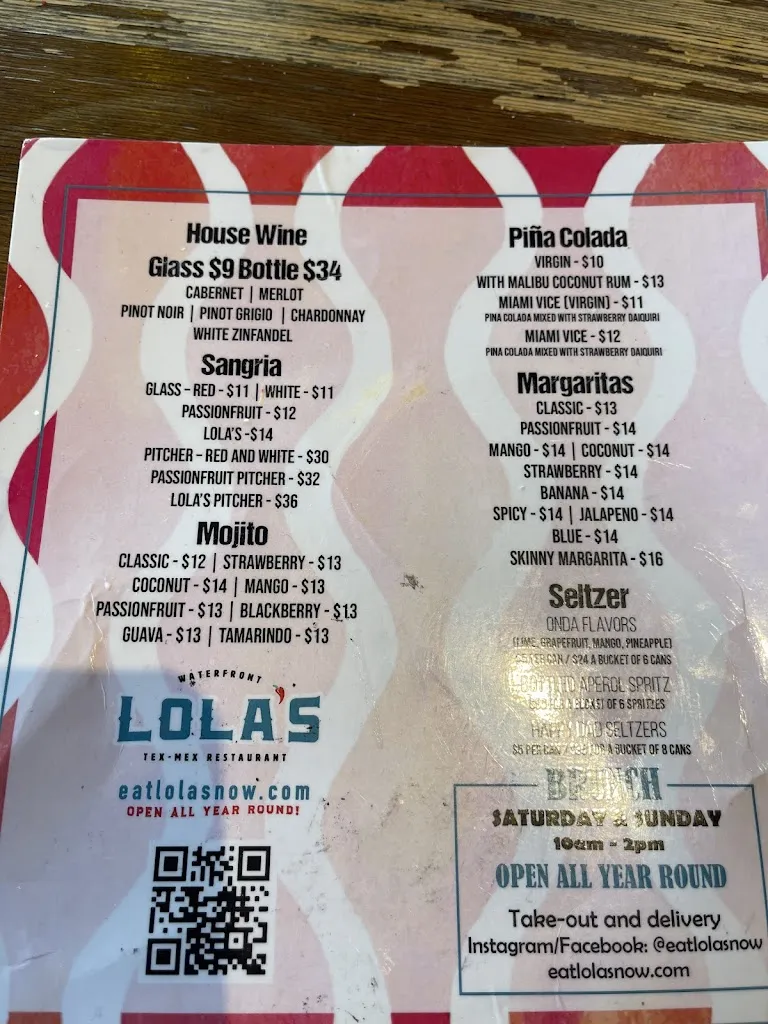 Menu_Lola's Waterfront Cocina Latina_Hopatcong, NJ_image_old_1