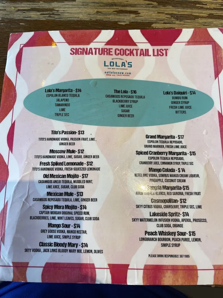 Menu_Lola's Waterfront Cocina Latina_Hopatcong, NJ_image_old_3
