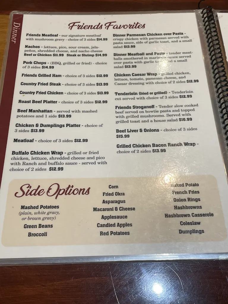 Menu_Friend's Diner_Whiteland, IN_image_old_1
