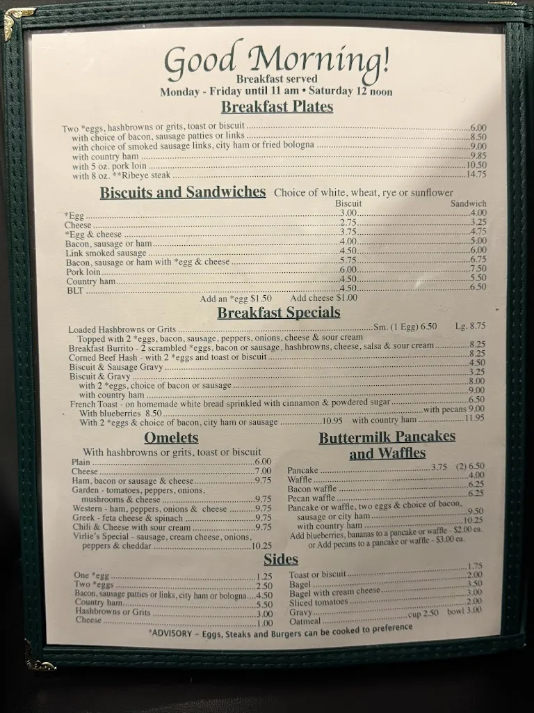 Menu_Virlie's Grill_Pittsboro, NC_image_old_3