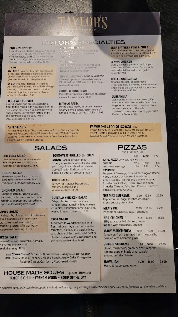 Menu_Taylor's Bar & Table_Pendleton, IN_image_old_3