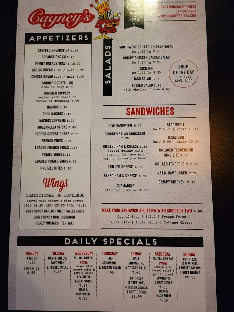 Menu_Cagney's Pizza King_Shelbyville, IN_image_old_2