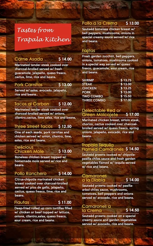 Menu_Trapala Restaurant LLC_Woodburn, OR_image_old_2