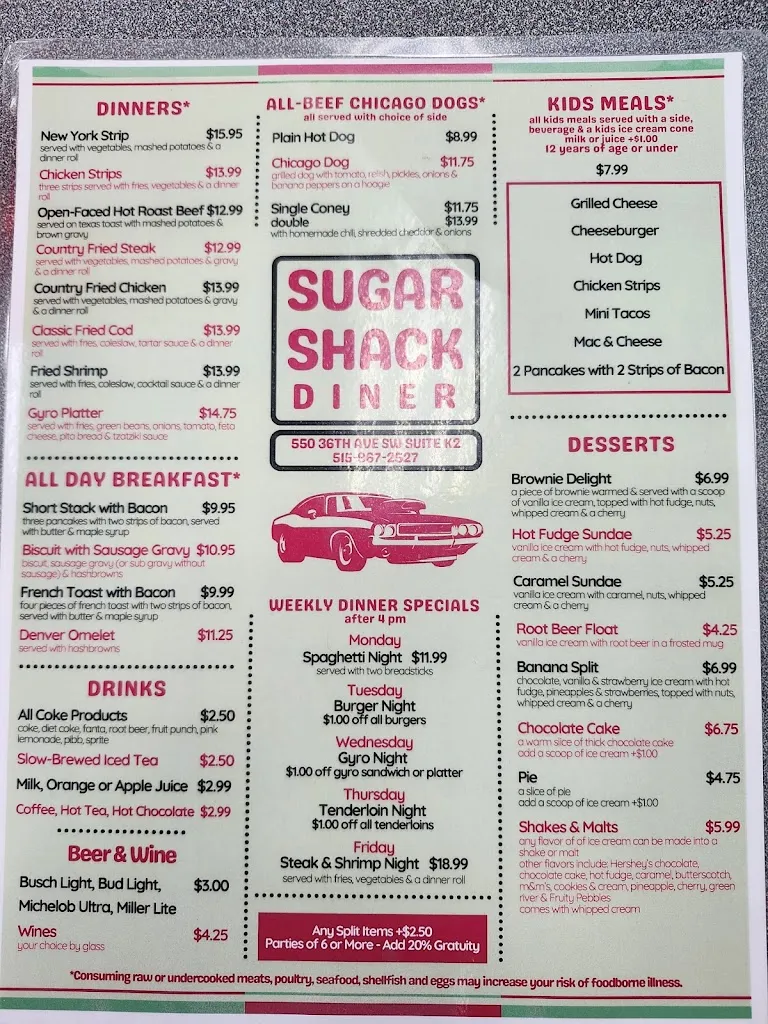 Menu_Sugar Shack Diner_Altoona, IA_image_old_1
