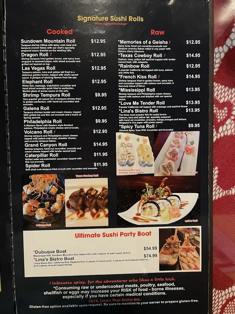 Menu_Lina's Thai Bistro_Dubuque, IA_image_old_1