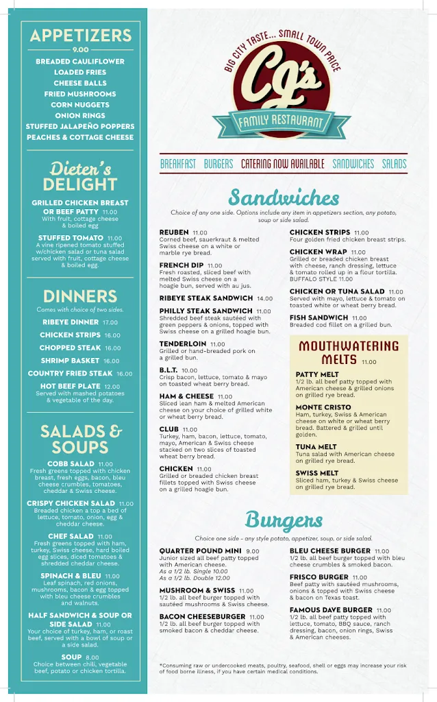 Menu_C J's Family Restaurant_Bloomfield, IA_image_old_2