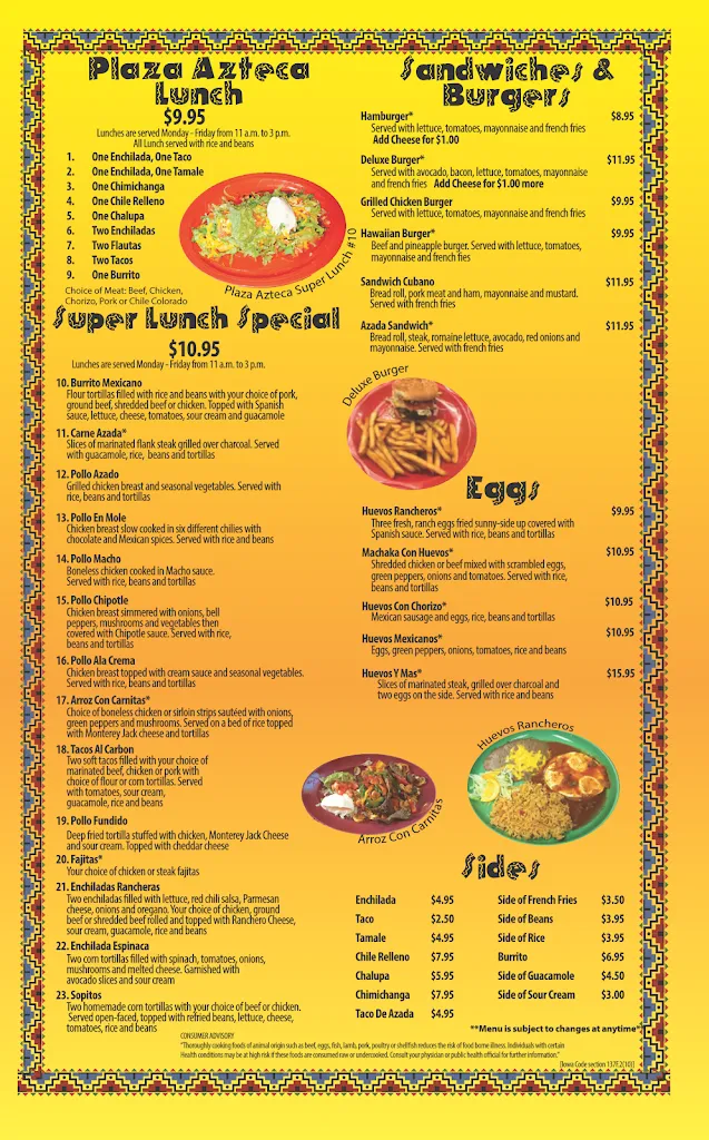 Menu_Plaza Azteca_Atlantic, IA_image_old_1