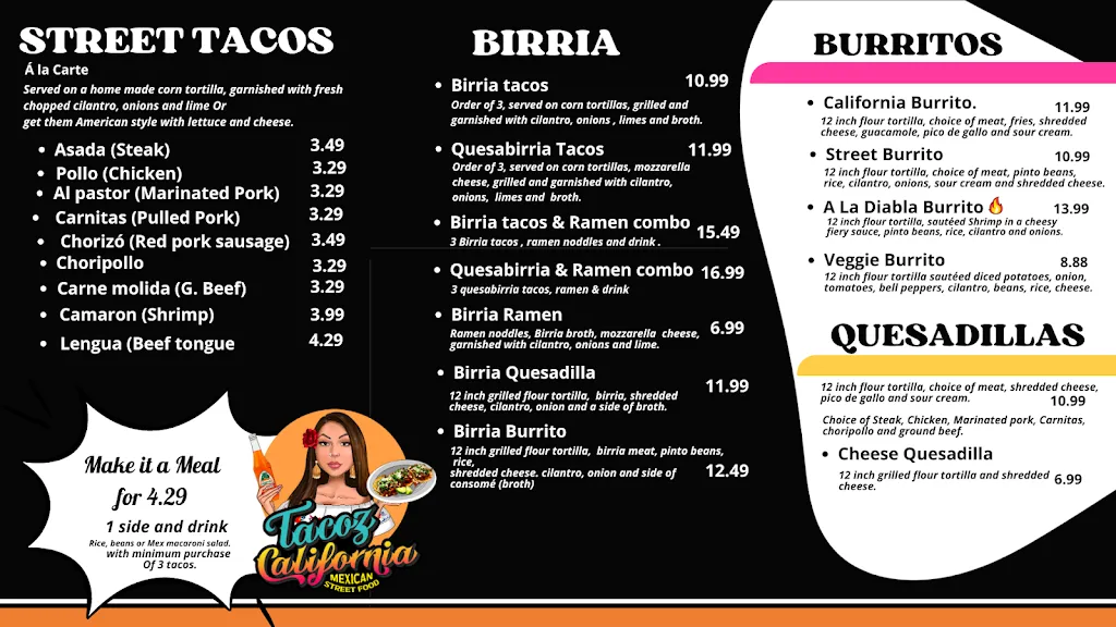 Menu_Tacoz California_Cedar Falls, IA_image_old_2