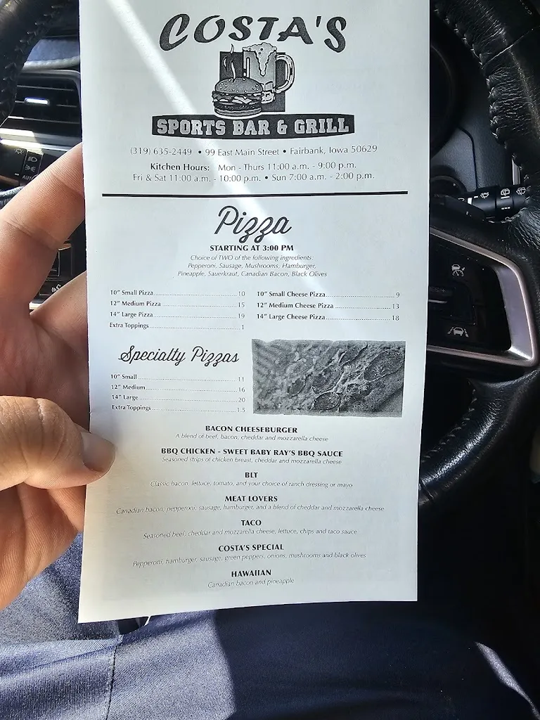 Menu_Costa's Sports Bar & Grill_Fairbank, IA_image_old_3