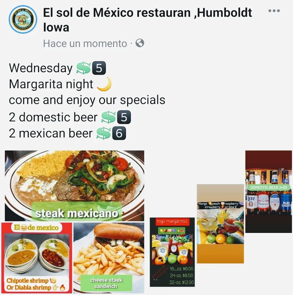 Menu_El Sol De Mexico_Humboldt, IA_image_old_3