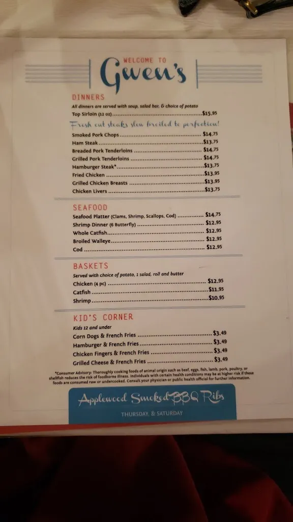 Menu_Gwen's Restaurant_Lisbon, IA_image_old_1
