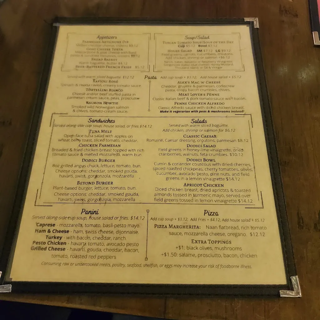 Menu_Café Dodici_Washington, IA_image_old_2