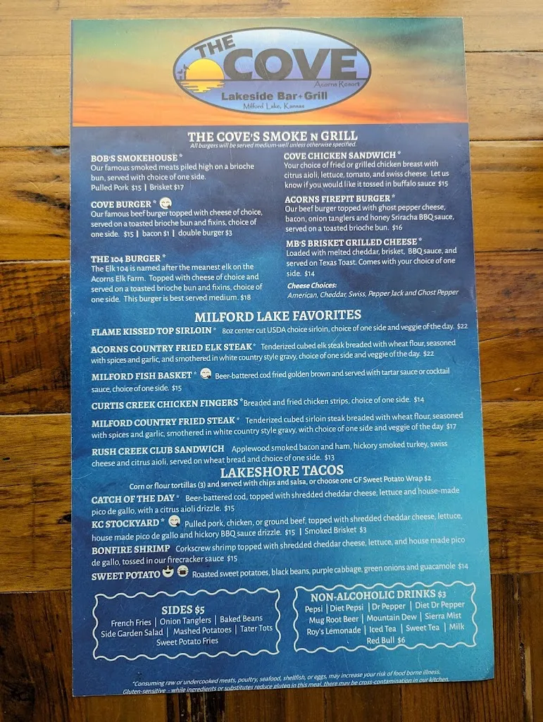 Menu_The Cove_Milford, KS_image_old_1