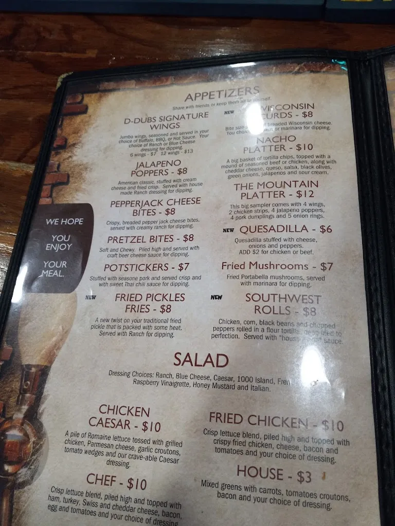 Menu_D-dubs Bar And Grill_Eudora, KS_image_old_2