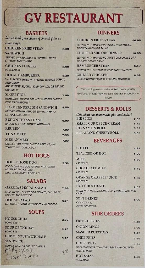 Menu_GV Restaurant_Stafford, KS_image_old_1