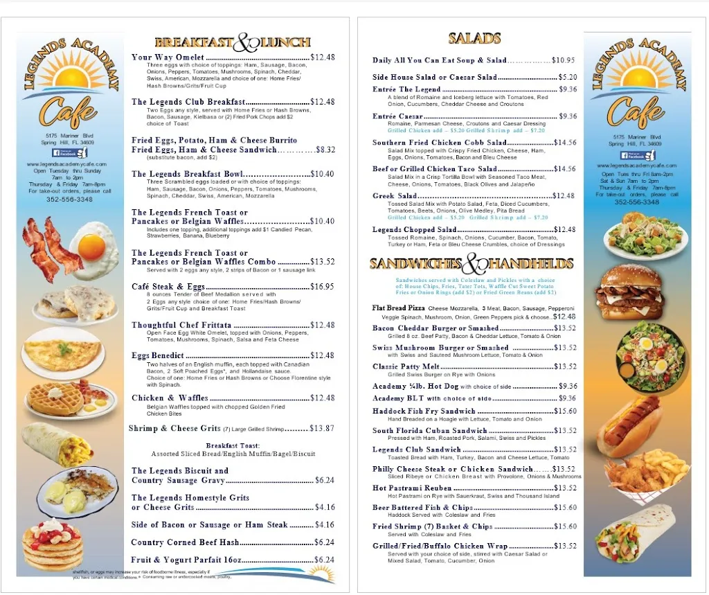 Menu_Legends Academy Cafe_Spring Hill, FL_image_old_1