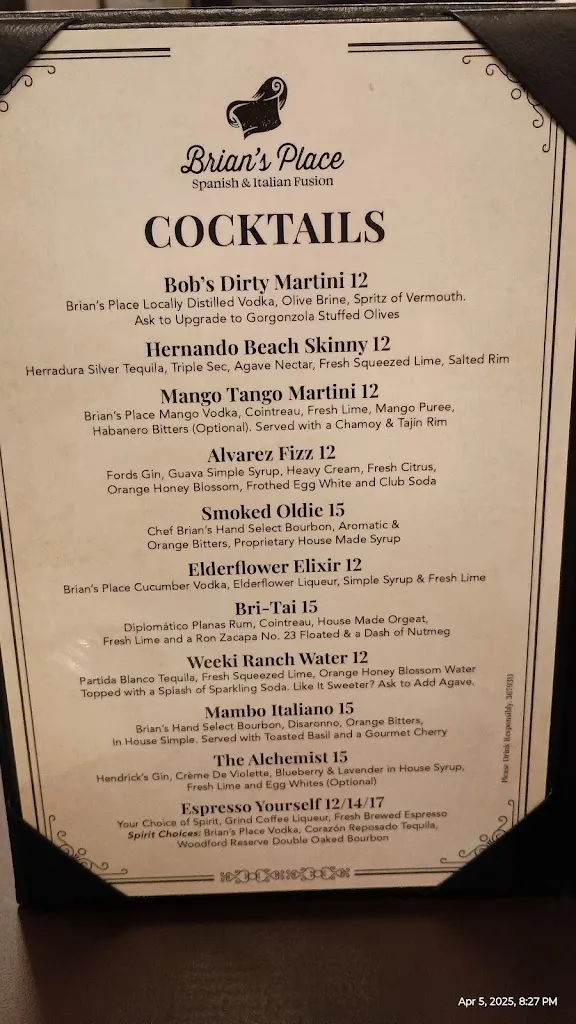 Menu_Brian's Place_Spring Hill, FL_image_old_1