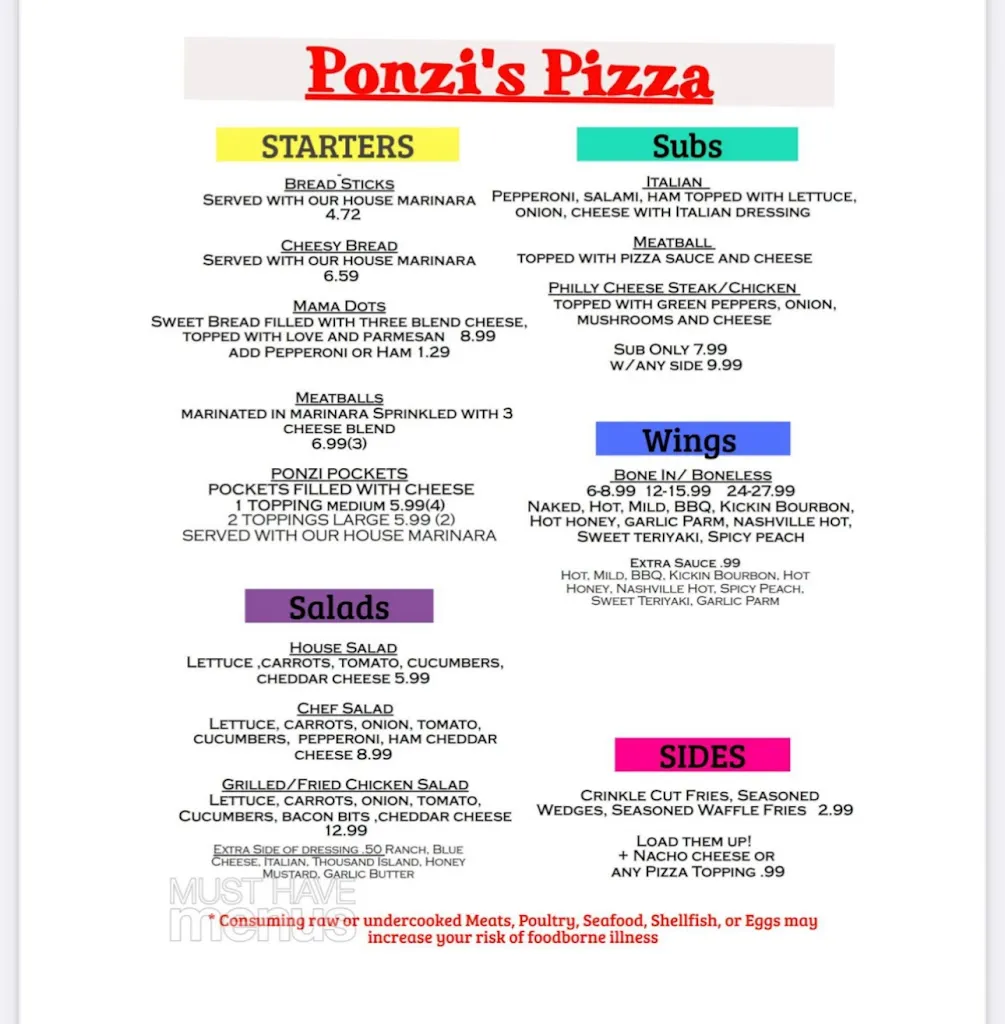 Menu_Ponzi’s Pizza_Columbia, KY_image_old_2
