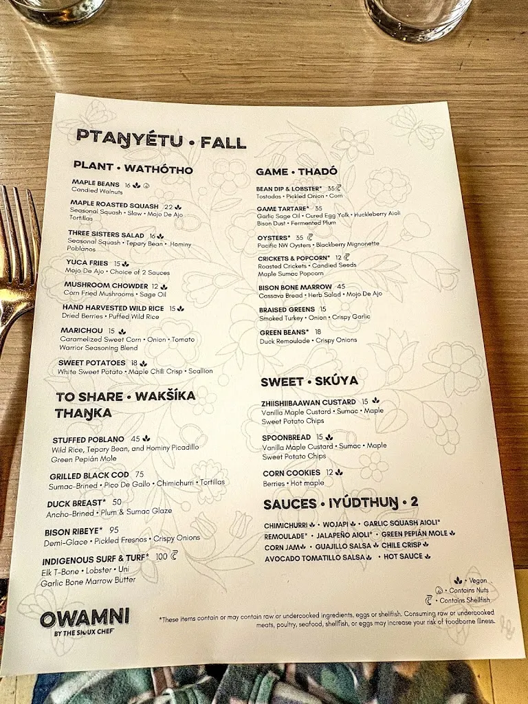 Menu_Owamni by The Sioux Chef_Minneapolis, MN_image_old_2