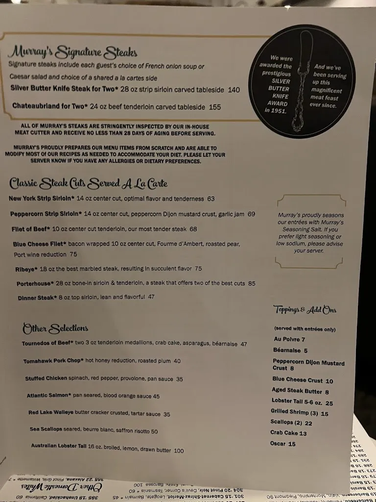 Menu_Murray's_Minneapolis, MN_image_old_1