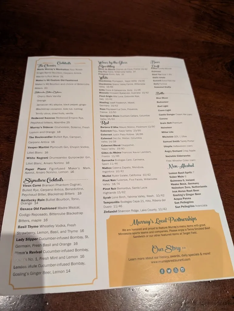 Menu_Murray's_Minneapolis, MN_image_old_3