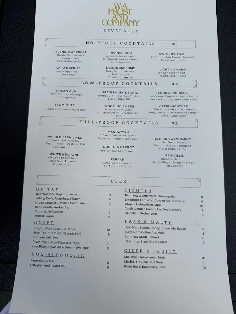 Menu_W.A. Frost & Company_St Paul, MN_image_old_2