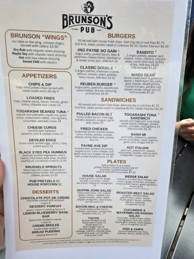 Menu_Brunson's Pub_St Paul, MN_image_old_1