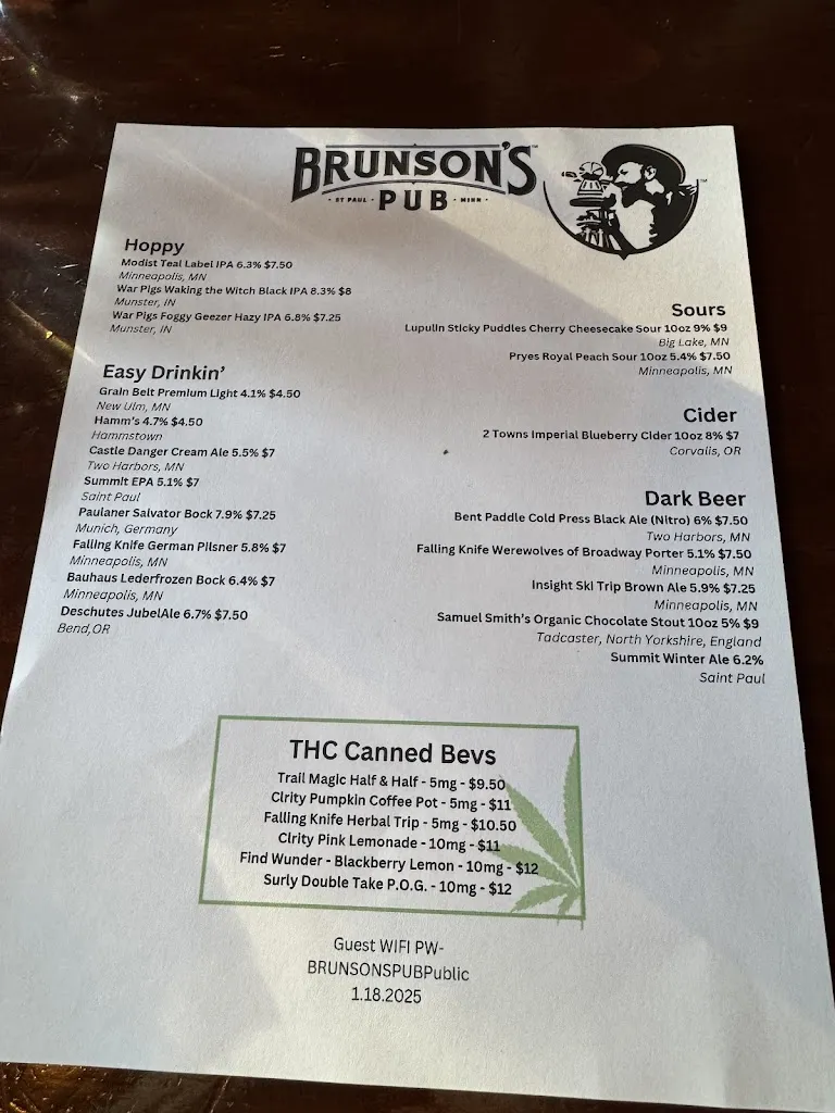 Menu_Brunson's Pub_St Paul, MN_image_old_2