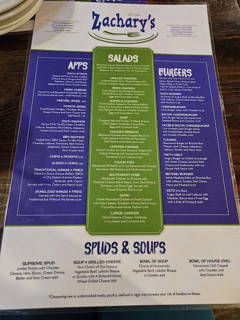 Menu_Zachary's_Columbus, MS_image_old_2